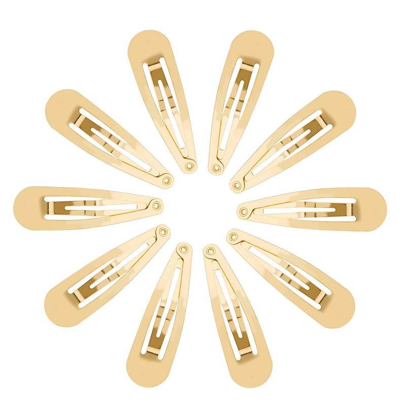 12 pcs Metal barrettes / hair clips - Gold - 