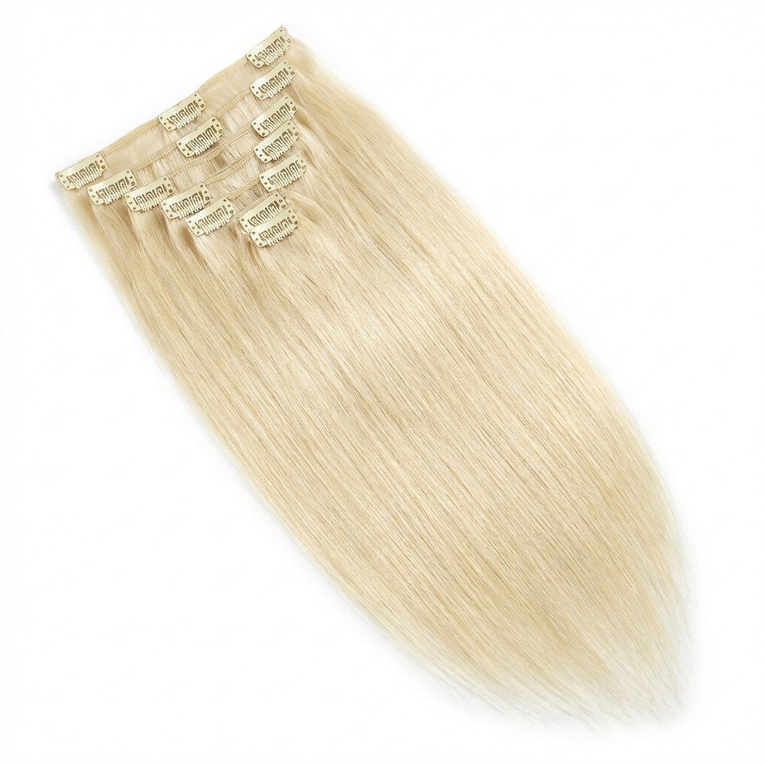 Extensions à Clips Cheveux Naturels Remy Hair - 65 cm - #60 Blond Platine