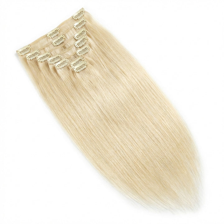 Extensions à Clips Cheveux Naturels Remy Hair - 65 cm - #60 Blond Platine