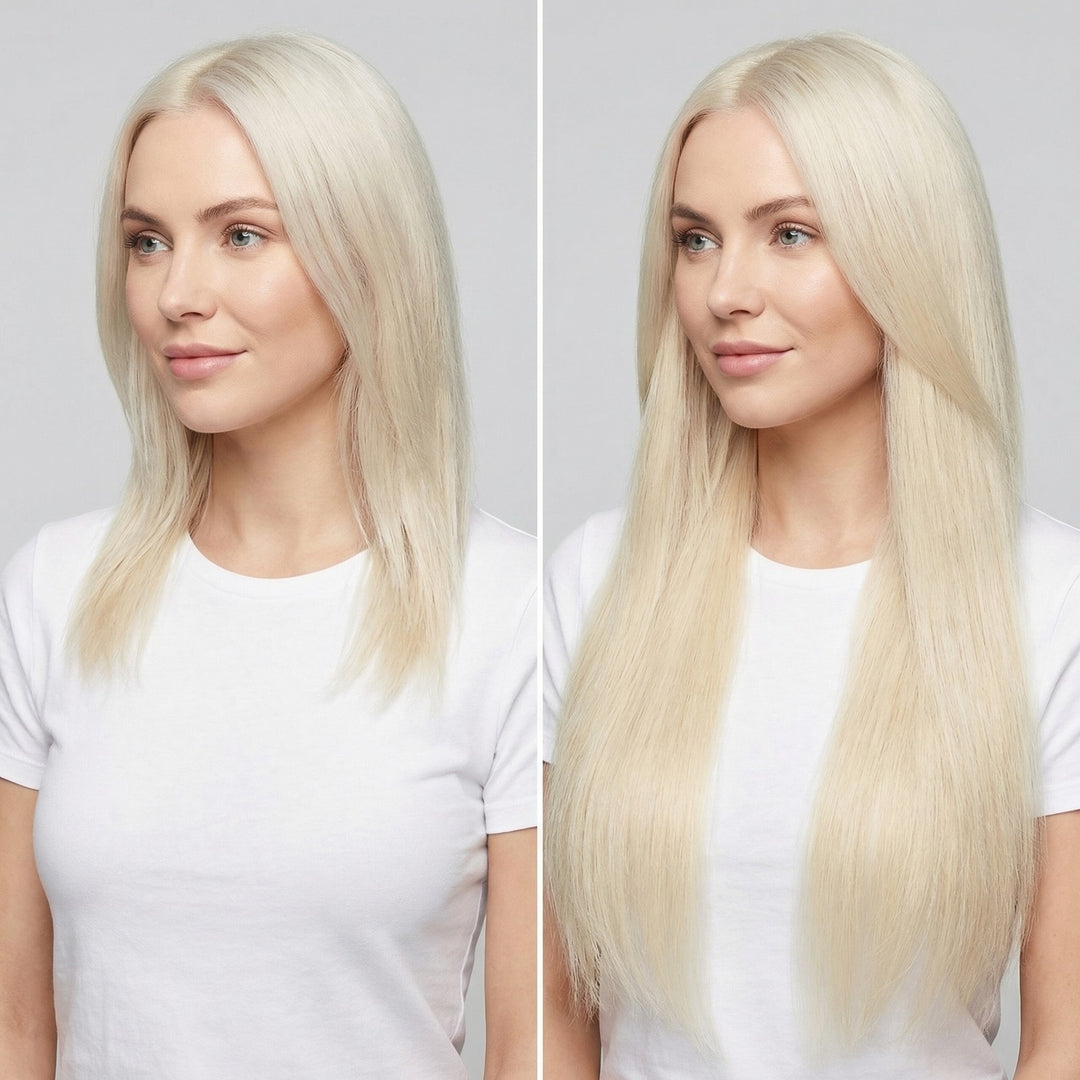 Extensions à Clips Cheveux Naturels Remy Hair - 65 cm - #60 Blond Platine
