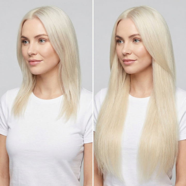 Extensions à Clips Cheveux Naturels Remy Hair - 65 cm - #60 Blond Platine