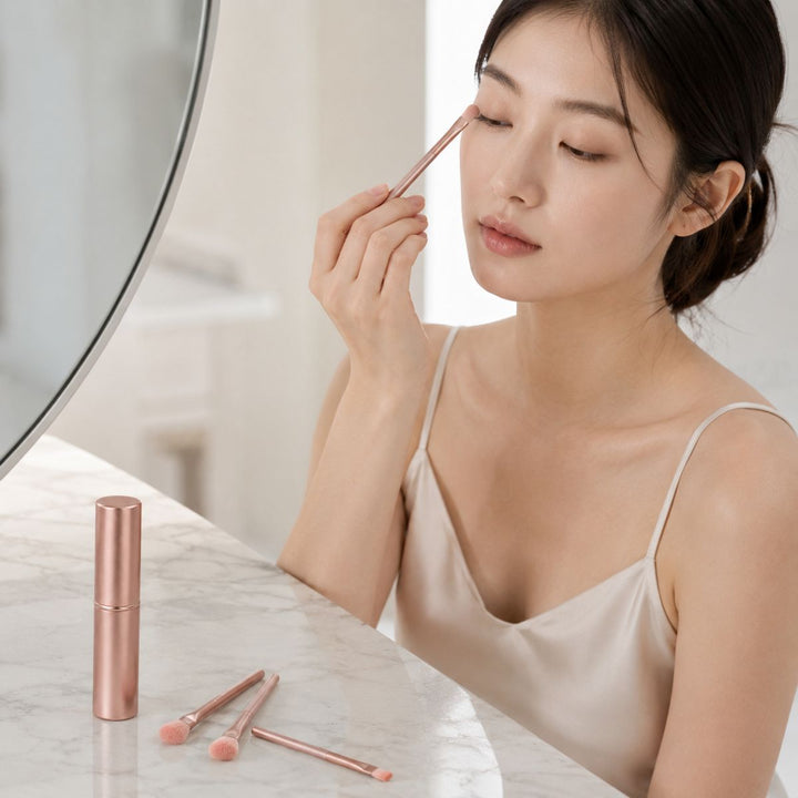 UNIQ Technique PRO Rose Lens - Kit de 5 Pinceaux à Paupières avec Boîte