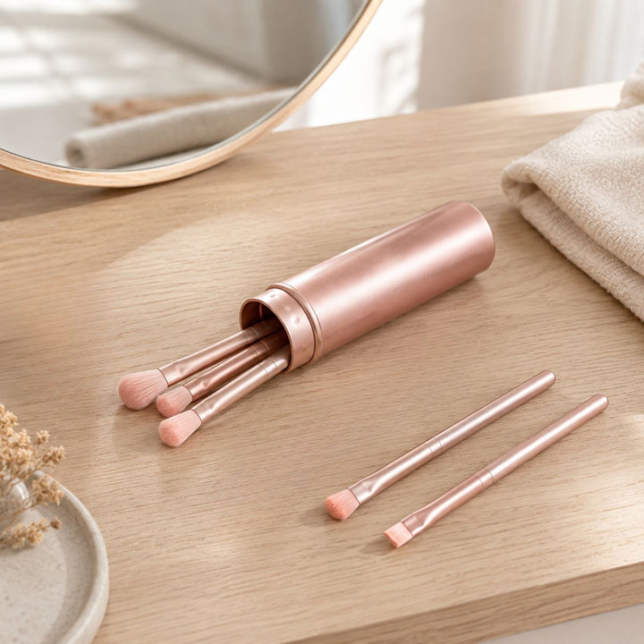 UNIQ Technique PRO Rose Lens - Kit de 5 Pinceaux à Paupières avec Boîte
