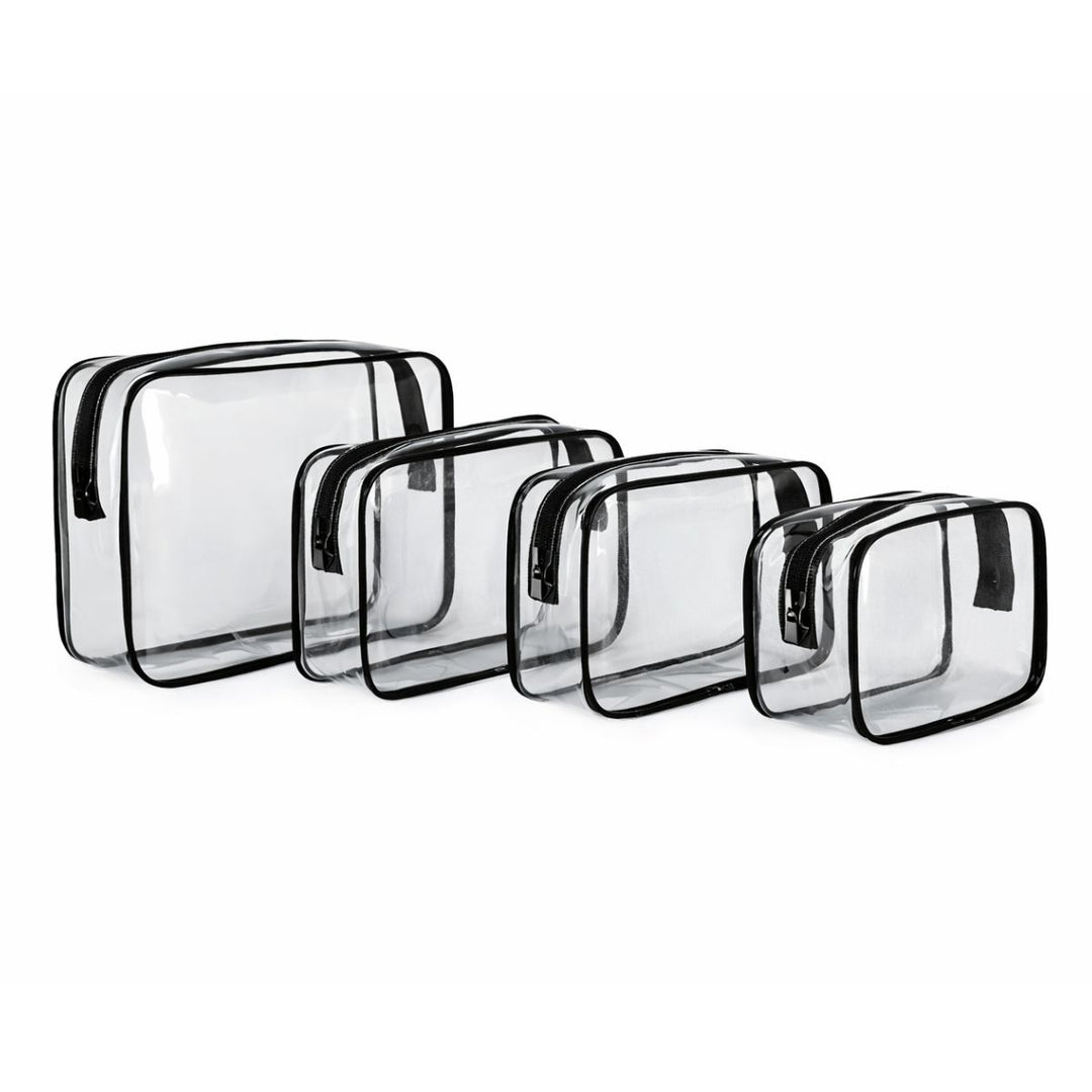 UNIQ Multivarious Trousses de Toilette Transparentes - Set de 4 - Noir