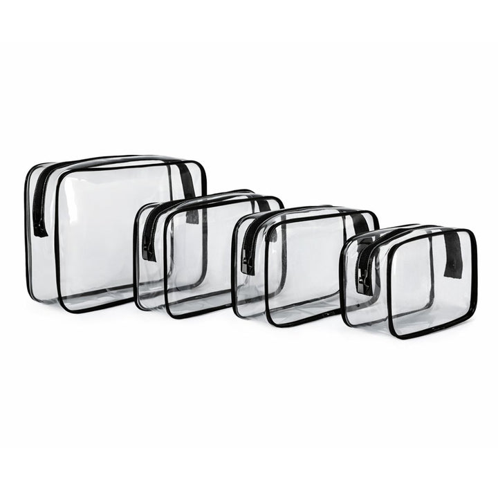 UNIQ Multivarious Trousses de Toilette Transparentes - Set de 4 - Noir