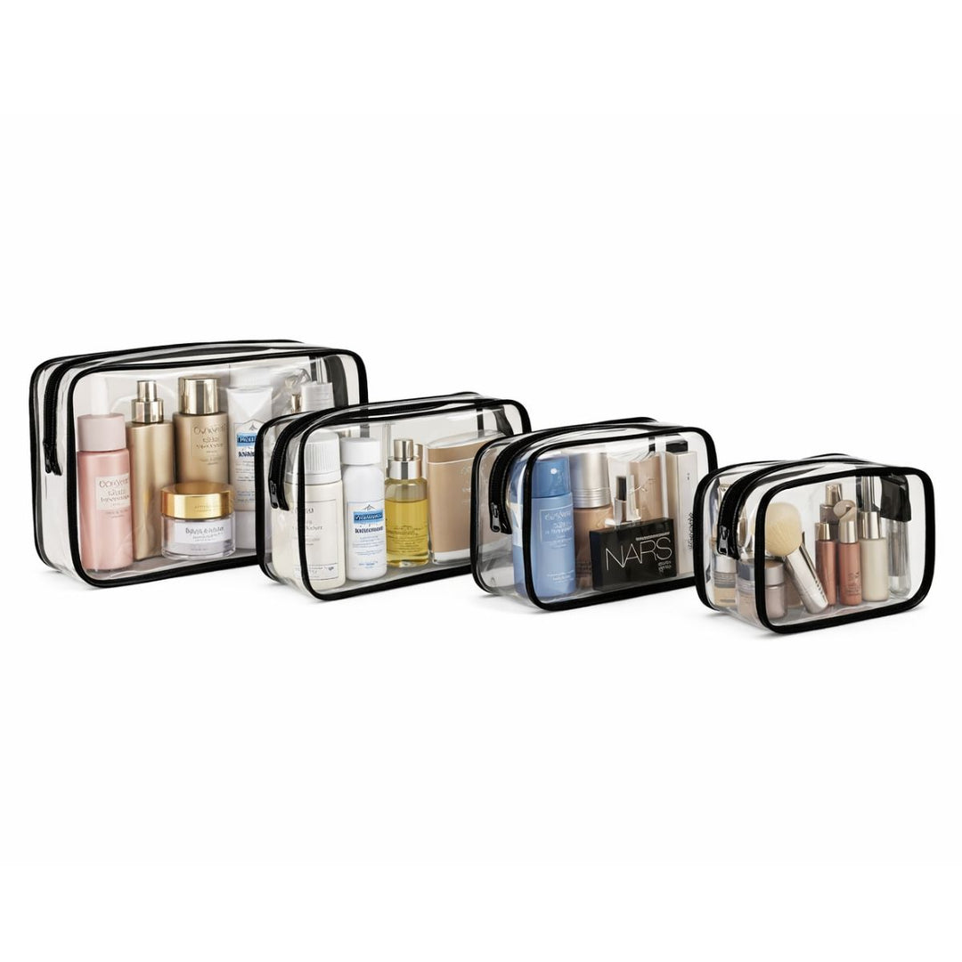 UNIQ Multivarious Trousses de Toilette Transparentes - Set de 4 - Noir