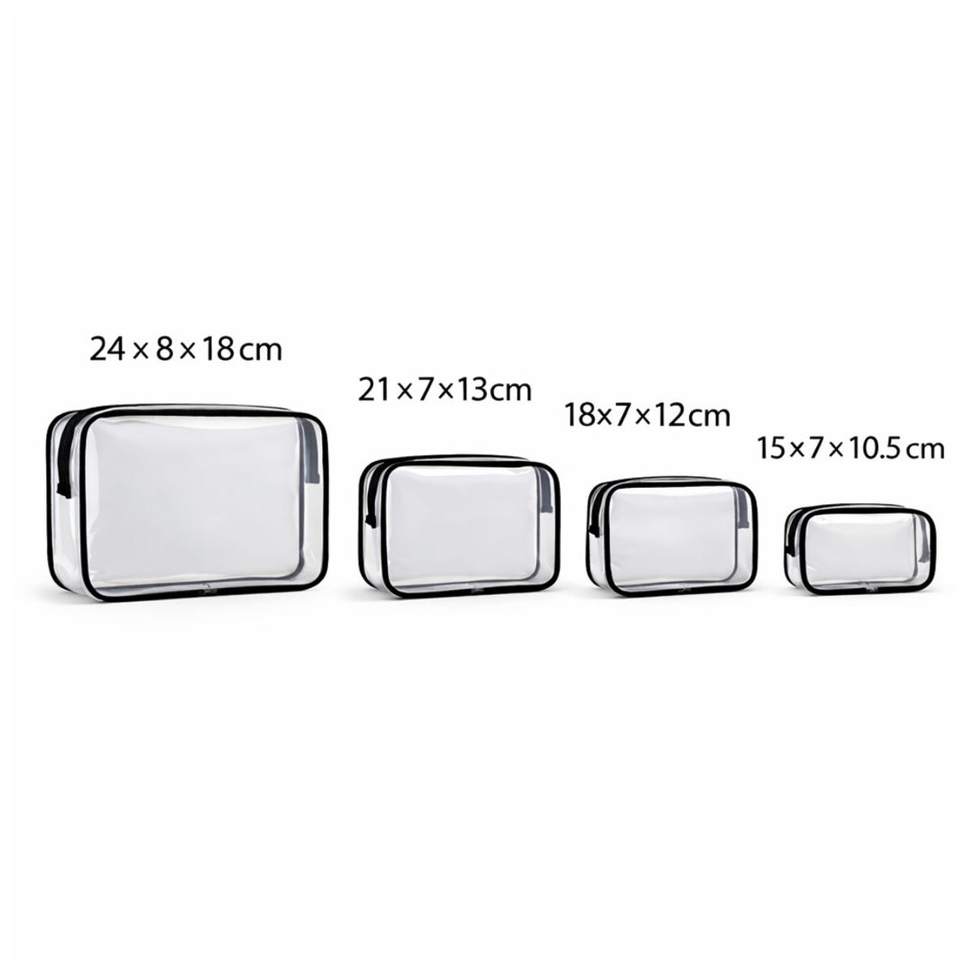 UNIQ Multivarious Trousses de Toilette Transparentes - Set de 4 - Noir