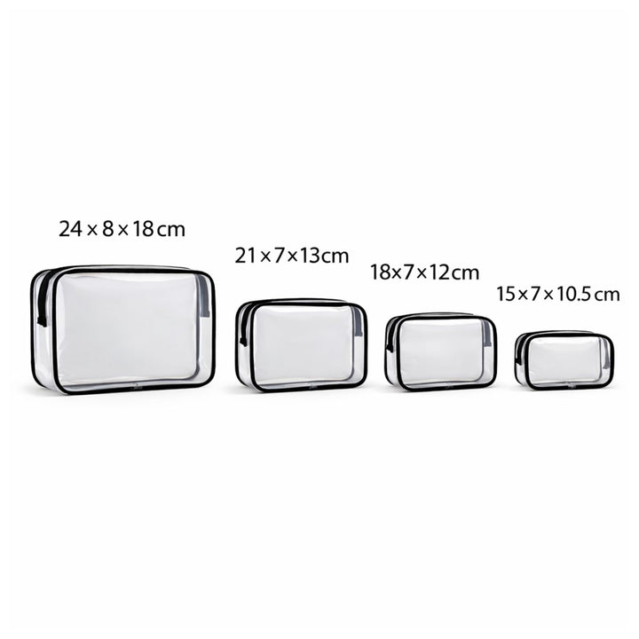 UNIQ Multivarious Trousses de Toilette Transparentes - Set de 4 - Noir