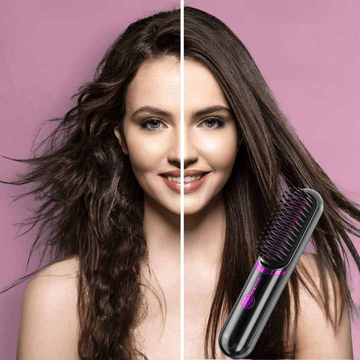 Brosse Lissante 2-en-1 UNIQ - Lisseur et Boucleur Portable Rechargeable USB-C