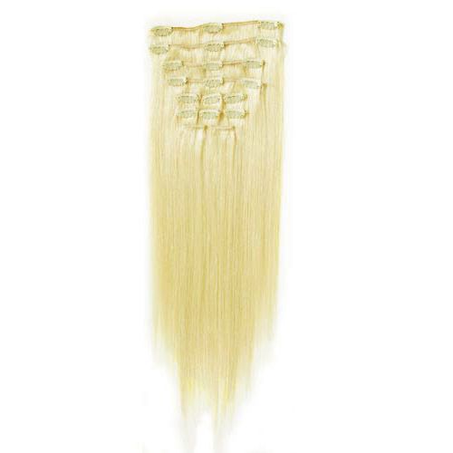 Extensions à Clips Cheveux Naturels Remy Hair - 65 cm - #60 Blond Platine