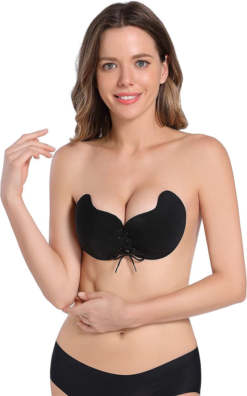 Ava Lift Up Soutien-gorge sans bretelles auto-ajustable avec lacets - Noir - Lingerie sculptante | Fashiongirl