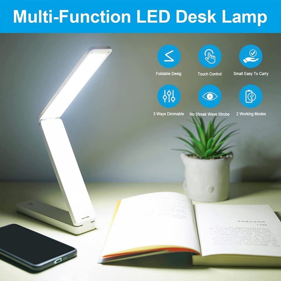 Lampe LED à piles - Lampe de bureau pliable - Blanche - | Fashiongirl