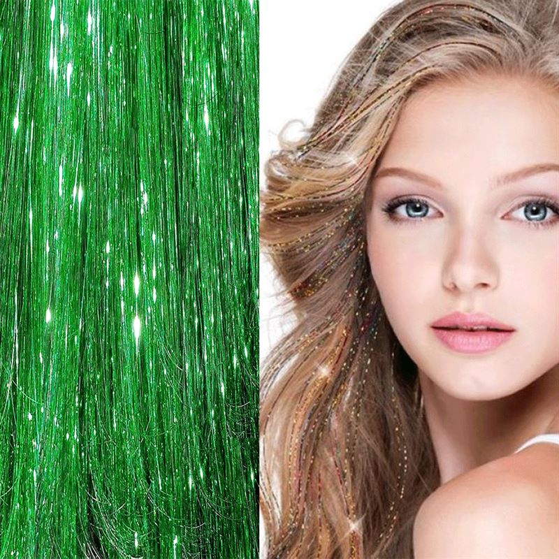 Extensions Bling - 100 mèches de cheveux pailletées 80 cm, vert - | Fashiongirl