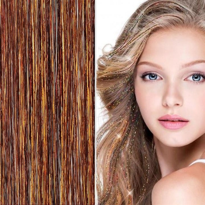 Extensions Bling glitter - 100 mèches de cheveux pailletées 80 cm - couleur café/moka - | Fashiongirl