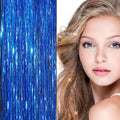 Extensions Bling glitter 100 mèches de cheveux pailletées 80 cm - bleu foncé - | Fashiongirl