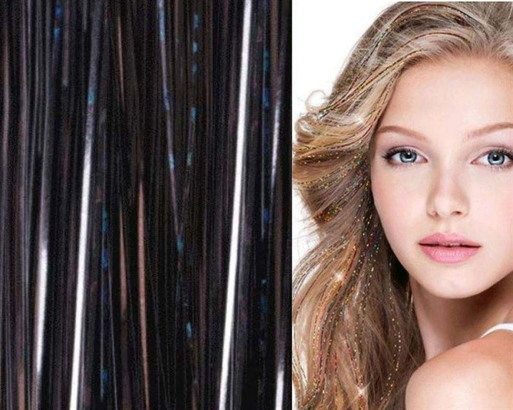 Extensions Bling Glitter 100 extensions de cheveux pailletées 80 cm - Noir - | Fashiongirl