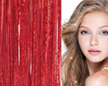 Extensions Bling Glitter 100 extensions de cheveux pailletées 80 cm - Rouge - | Fashiongirl