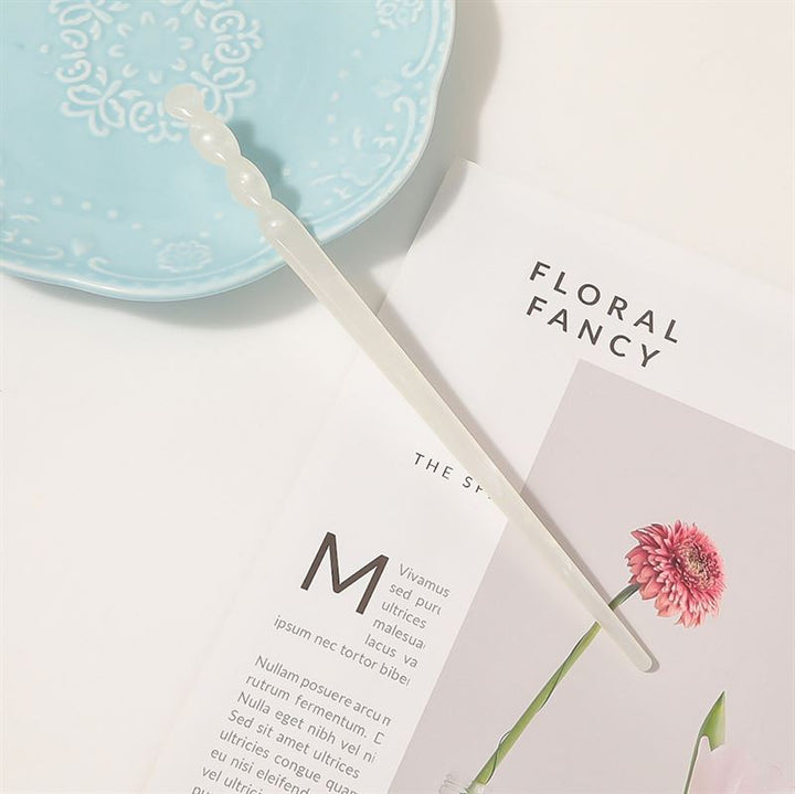 Chris Rubin Jade Hair Stick - Marbre blanc - | Fashiongirl