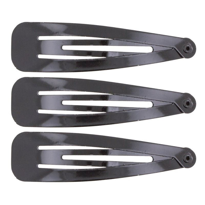 Barrettes à clipser noires, design classique - 12 pièces - | Fashiongirl