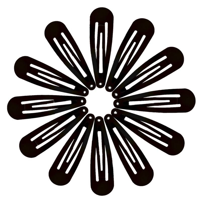 Barrettes à clipser noires, design classique - 12 pièces - | Fashiongirl