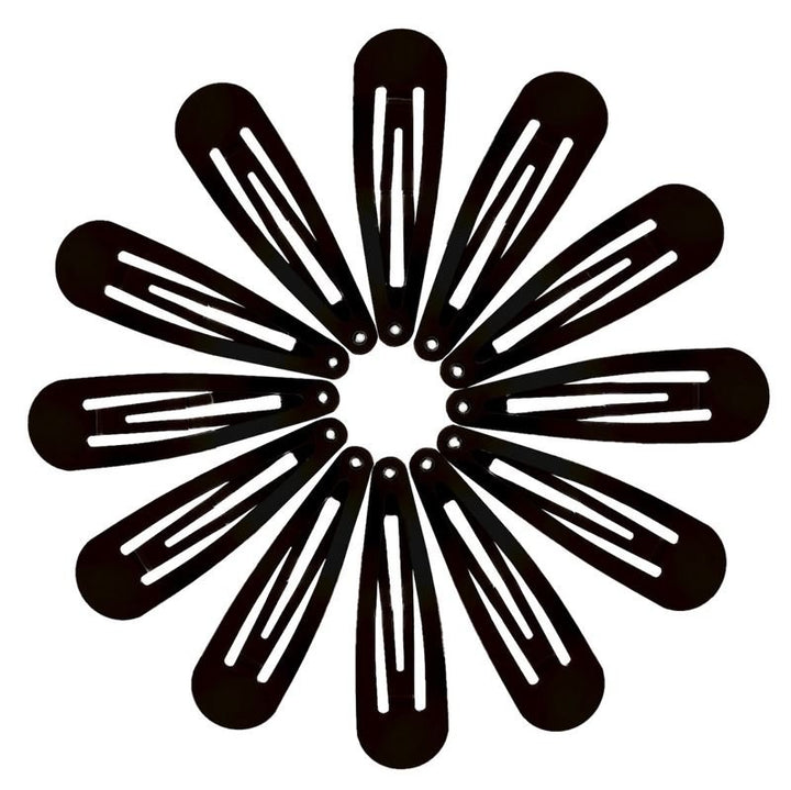 Barrettes à clipser noires, design classique - 12 pièces - | Fashiongirl