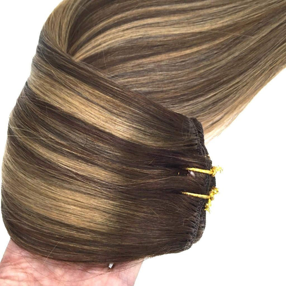 Clip In Extensions 4/27 Brown/ Medium Blonde Mix - Clip in Extensions - Fashiongirl