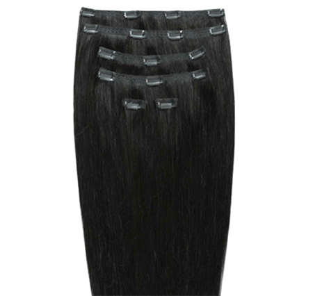 Clip on hair extensions #1 Black - 7 sets - 60 cm | Gold24 - | Fashiongirl