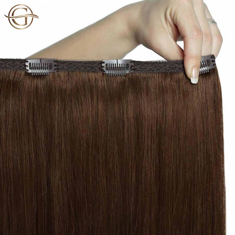 Clip on hair extensions #12 Light brown - 7 sets - 60 cm | Gold24 - | Fashiongirl