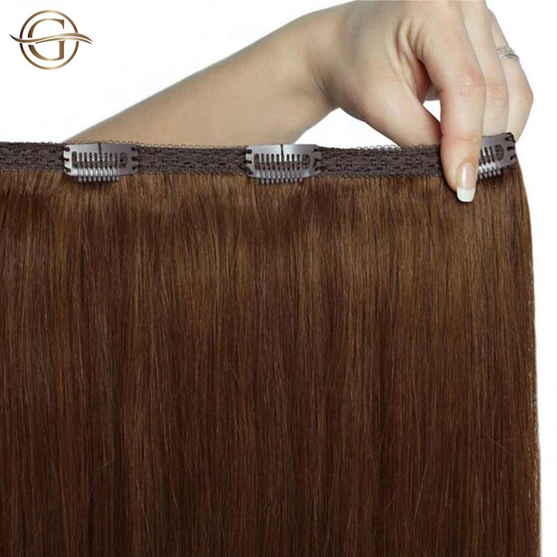 Clip on hair extensions #6 Light brown - 7 sets - 60 cm | Gold24 - | Fashiongirl