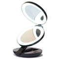 Miroir de voyage double compact avec LED (grossissement 10x) - Noir - | Fashiongirl
