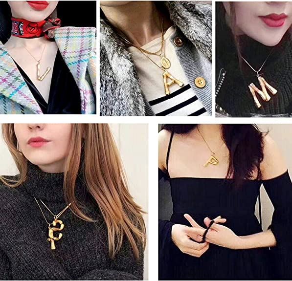 Gold Bamboo Alphabet / Letter Necklace - G - | Fashiongirl