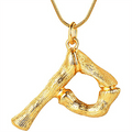 Collier alphabet / lettre en bambou doré - P - | Fashiongirl