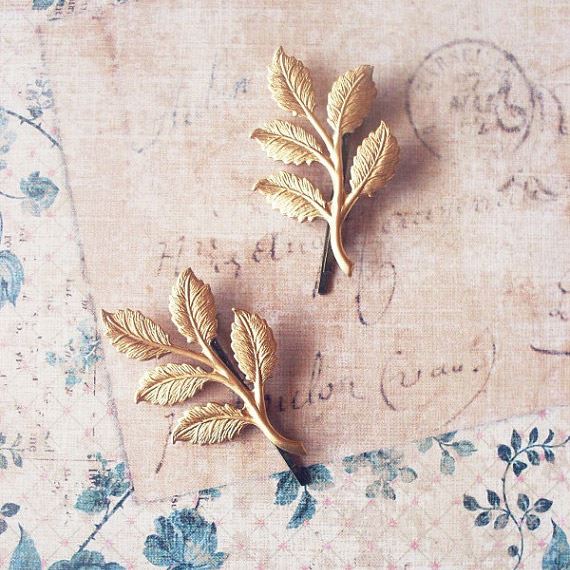 Gold Leaf Hairpins - 2 pcs - Hair Accessories | Fashiongirl
