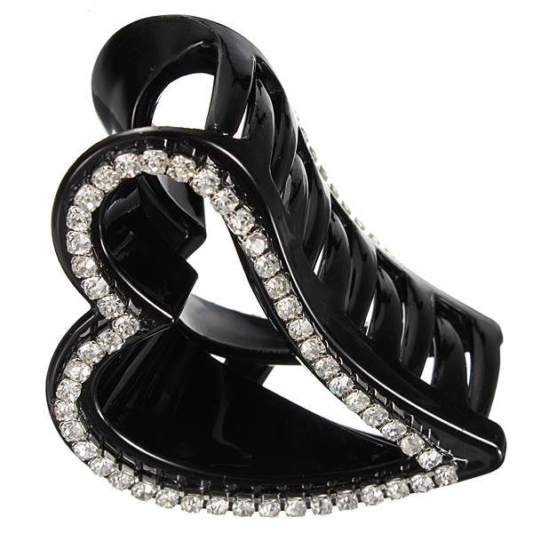 Hair clip - Peach Black w/ Rhinestones - | Fashiongirl