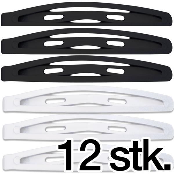 Barrettes - 12 pièces (8 noires + 4 blanches) - | Fashiongirl