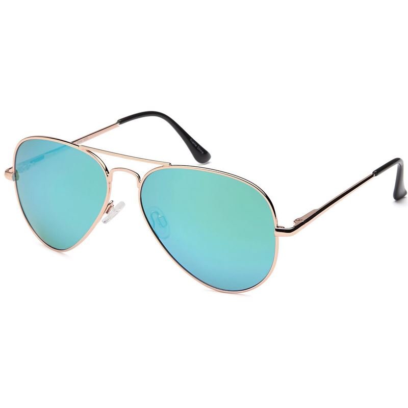 Lunettes de soleil aviateur Lux - Verres miroir verdâtres avec monture argentée - | Fashiongirl