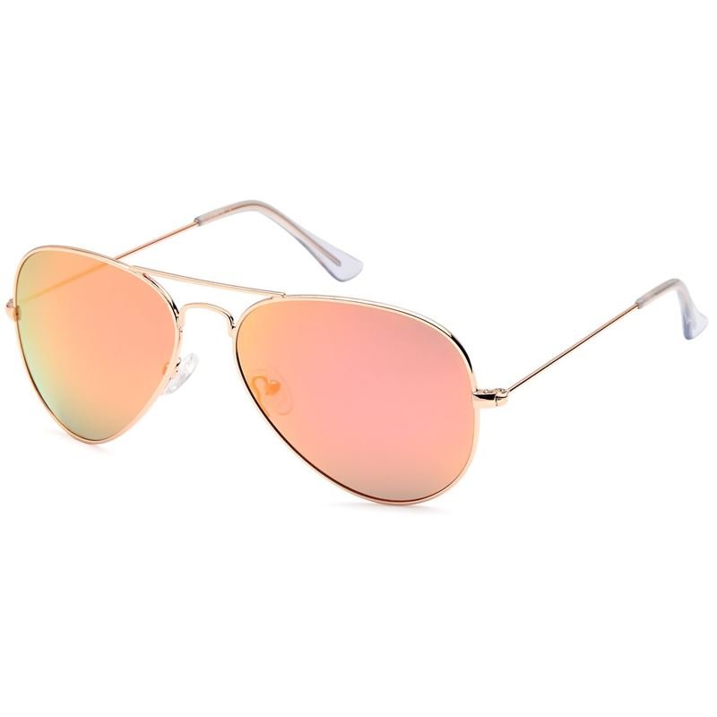 Lunettes de soleil aviateur Lux - Rose avec monture dorée - | Fashiongirl