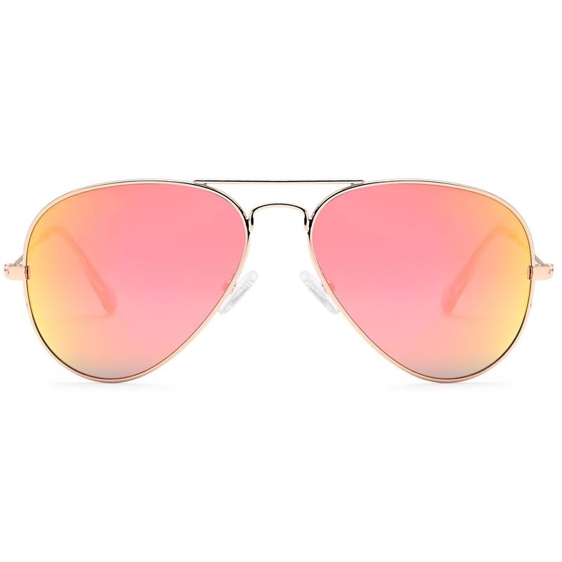 Lunettes de soleil aviateur Lux - Rose avec monture dorée - | Fashiongirl