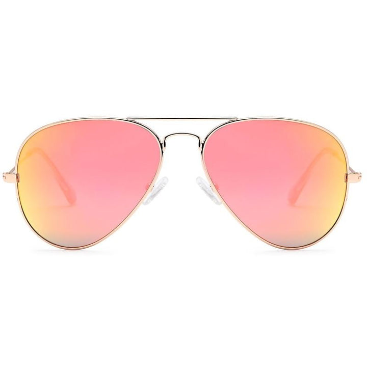 Lunettes de soleil aviateur Lux - Rose avec monture dorée - | Fashiongirl