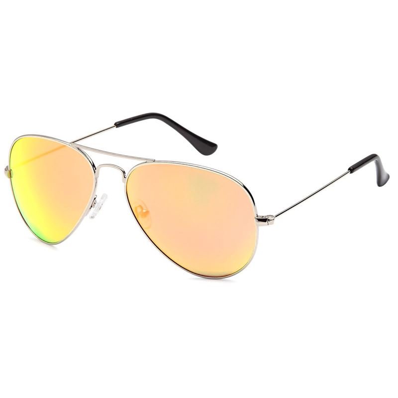 Lunettes de soleil aviateur Lux - Verres miroir jaunes avec monture argentée - | Fashiongirl