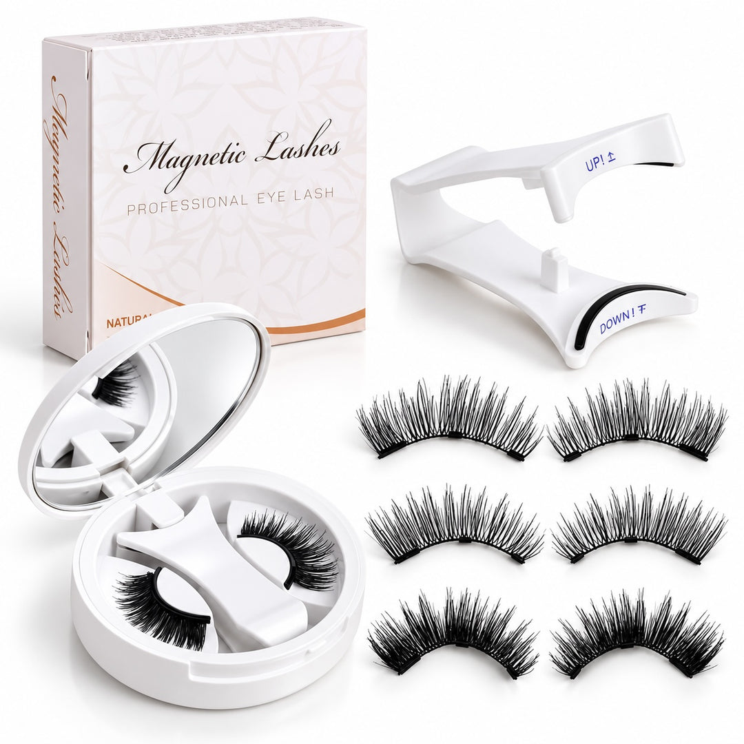 Magnetic Eyelashes with Applicator and Mirror Case - Black