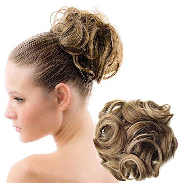 Messy Bun Hair elastic with curly artificial hair - Dark Blond Mix - Hair Accessories | Fashiongirl