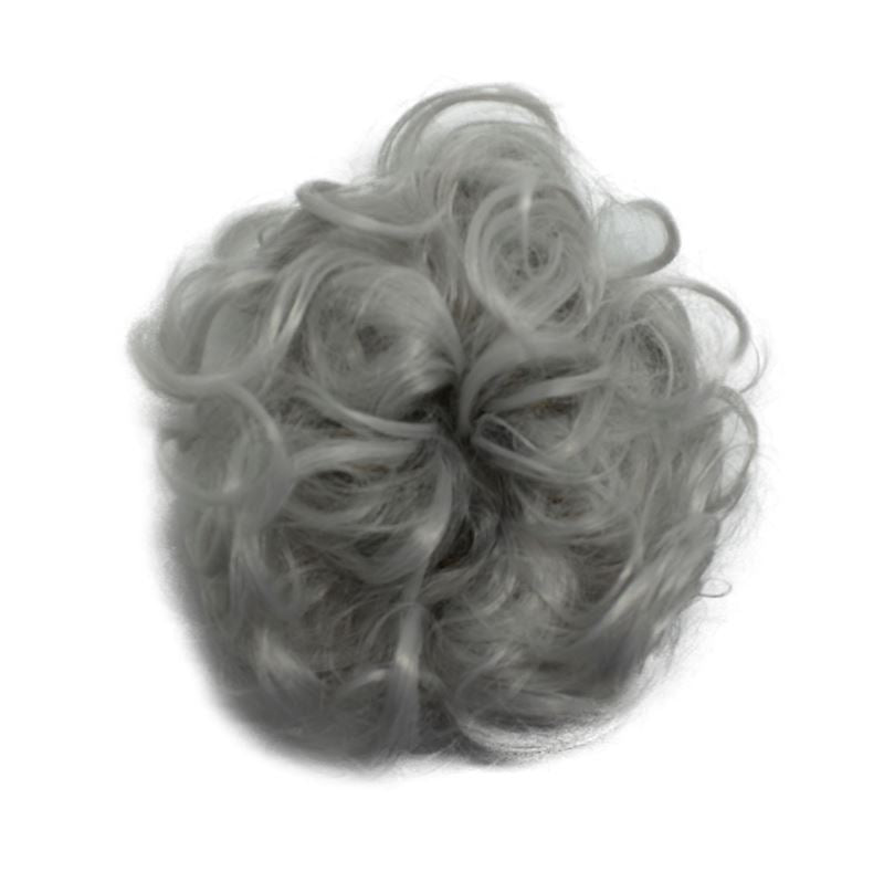 Messy Bun Hair elastic with curly artificial hair - Light grey - Hair Accessories | Fashiongirl