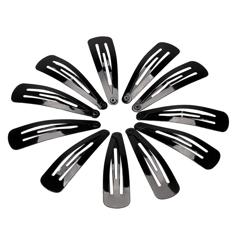 Metal Hair Clips - Black, 12 pcs - 