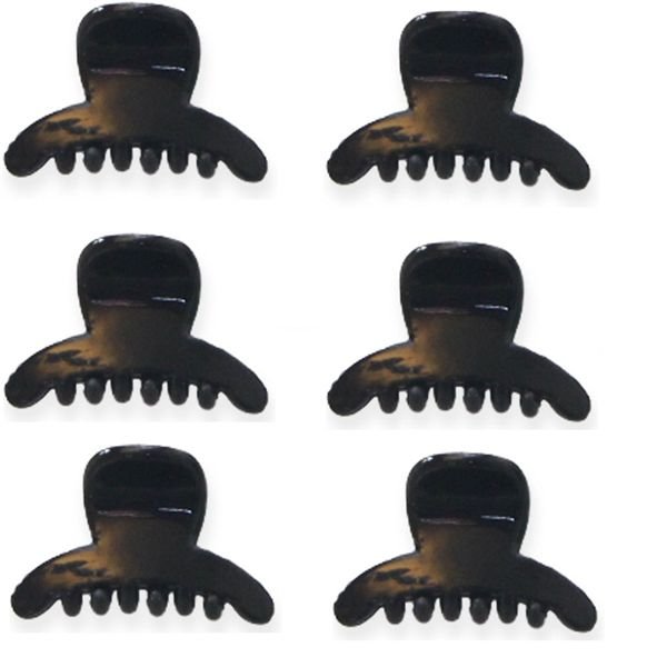 Mini barrettes - 6 pièces - 1,5 cm, noir - | Fashiongirl