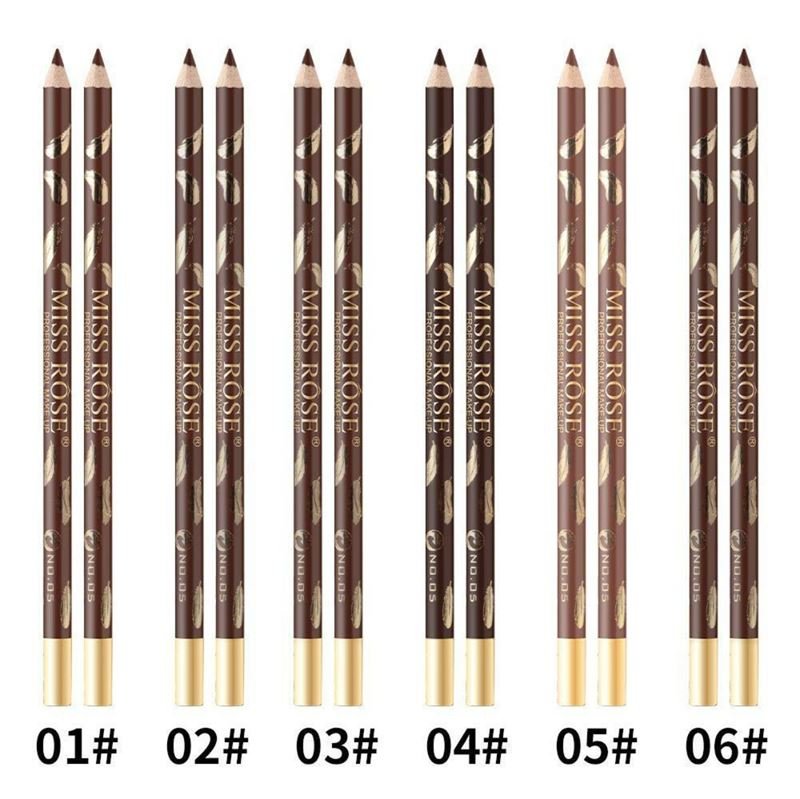 Crayon à sourcils / brosse à sourcils Miss Rose - N° 6 Noir brun - | Fashiongirl