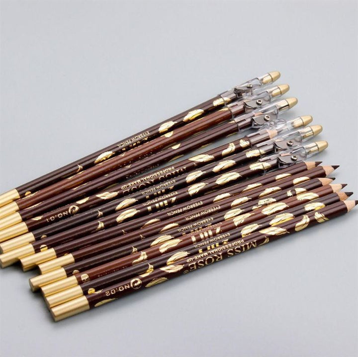 Crayon à sourcils / brosse à sourcils Miss Rose - N° 6 Noir brun - | Fashiongirl