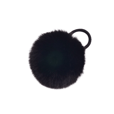 Pom Pom Fur with hair elastic - Black - Hair Accessories | Fashiongirl