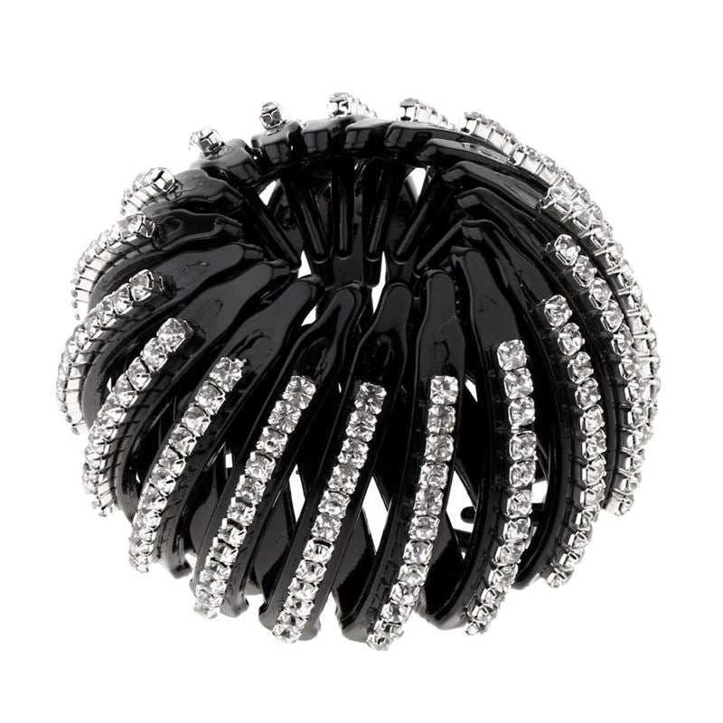 Ponytail Spiral with rhinestones/ Bird Nest Hair Clip - Silver - | Fashiongirl