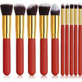 Pinceaux de maquillage PRO rouges, 10 pièces - 